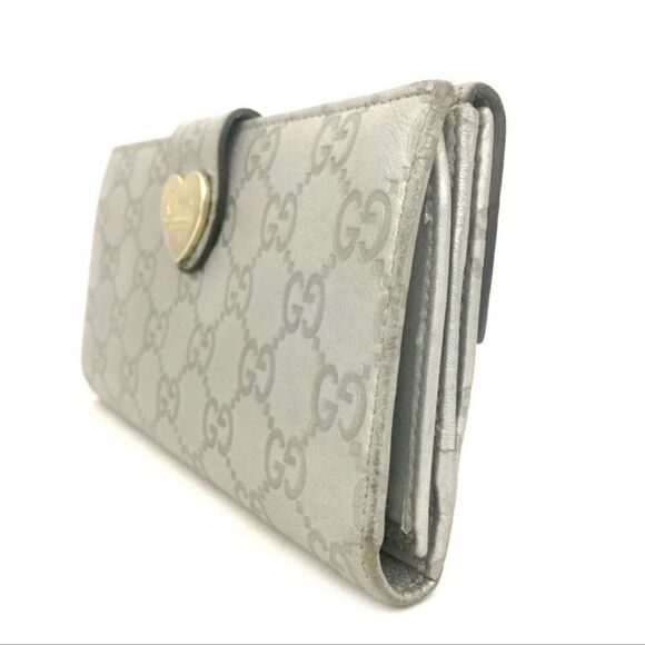 GUCCI Shima Heart Logo Clip Leather Long Bifold Wallet /S0930 - Picture 3 of 8